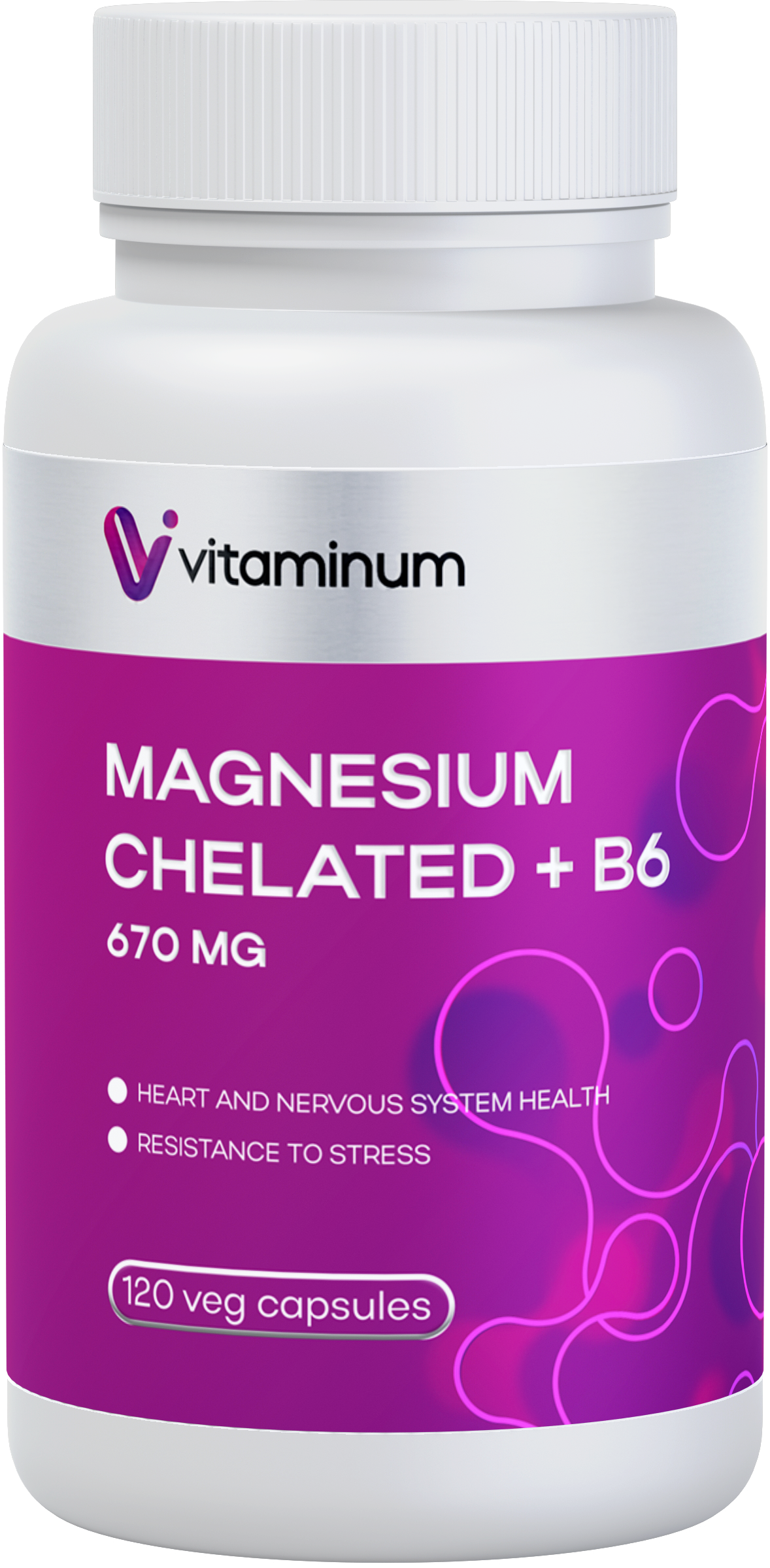  Vitaminum МАГНИЙ ХЕЛАТ + витамин В6 (670 MG) 120 капсул 800 мг  в Рязани